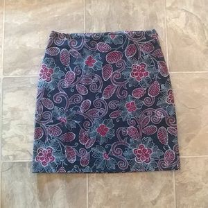 Talbot's Petites Dark Violet Blue, White, and Red Print  Siza 8 Pencil Skirt
